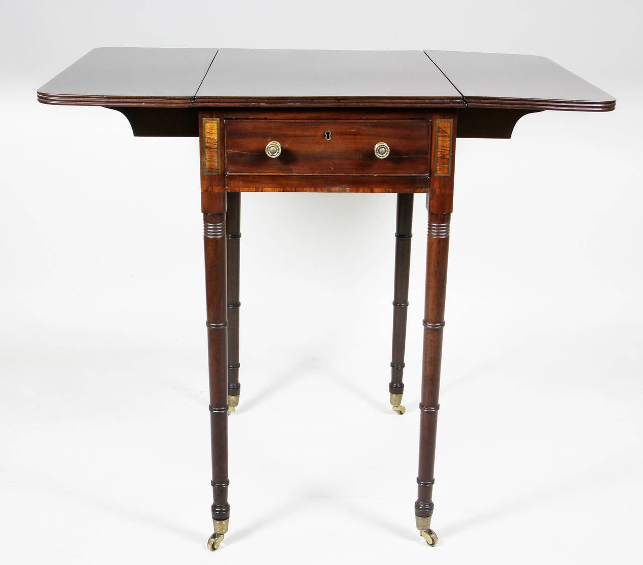 Regency Mahogany And Brass Inlaid Table In Good Condition In Essex, MA