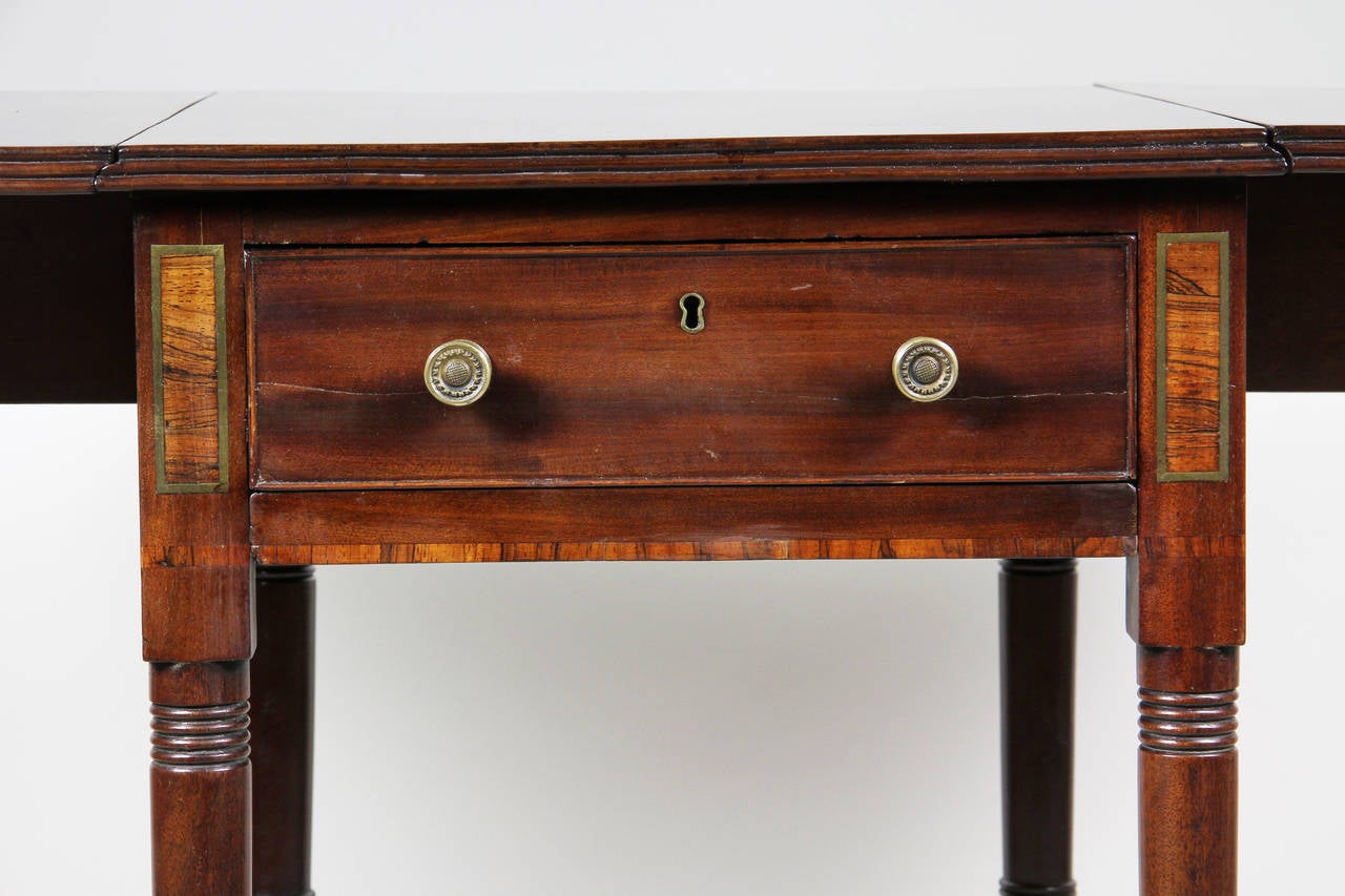 Early 19th Century Regency Mahogany And Brass Inlaid Table