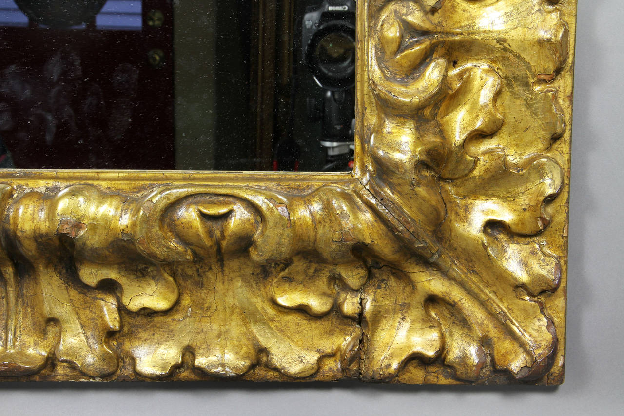 Mid-19th Century Italian Baroque Style Giltwood Mirror
