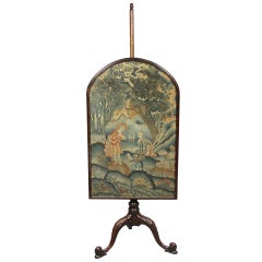 George III Mahogany and Needlepoint Fire Screen