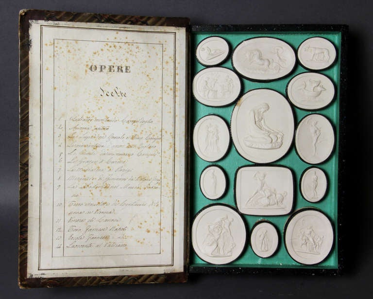 Italian Book Form Box of Plaster Intaglios