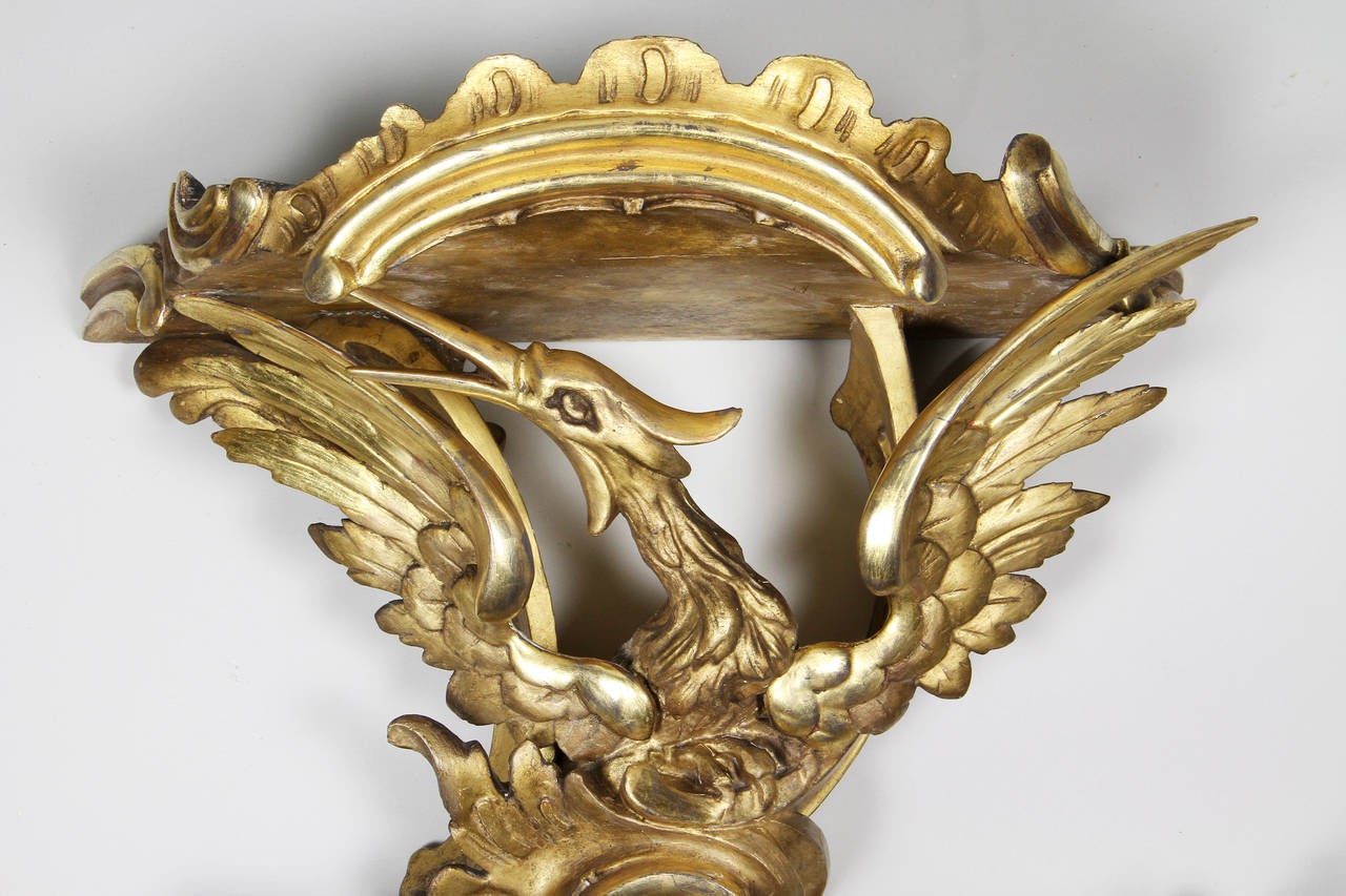 Pine Pair of George III Giltwood Wall Brackets For Sale