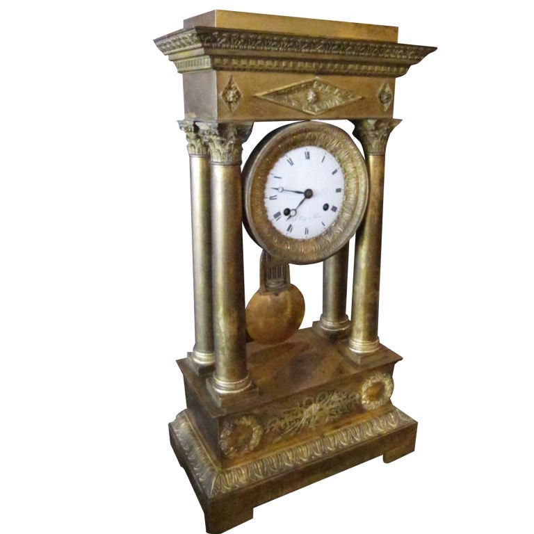 French Empire Gilded Bronze Mantle Clock