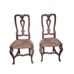 Set of Eight Italian Rococo Style Walnut Dining Chairs