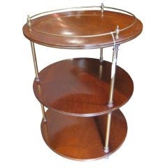 Campaign Style Mahogany and Brass Three Tier Stand