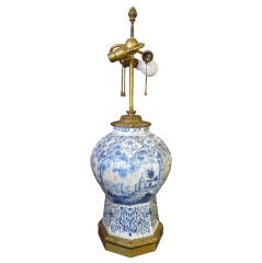 Delft Blue and White Pottery Table Lamp