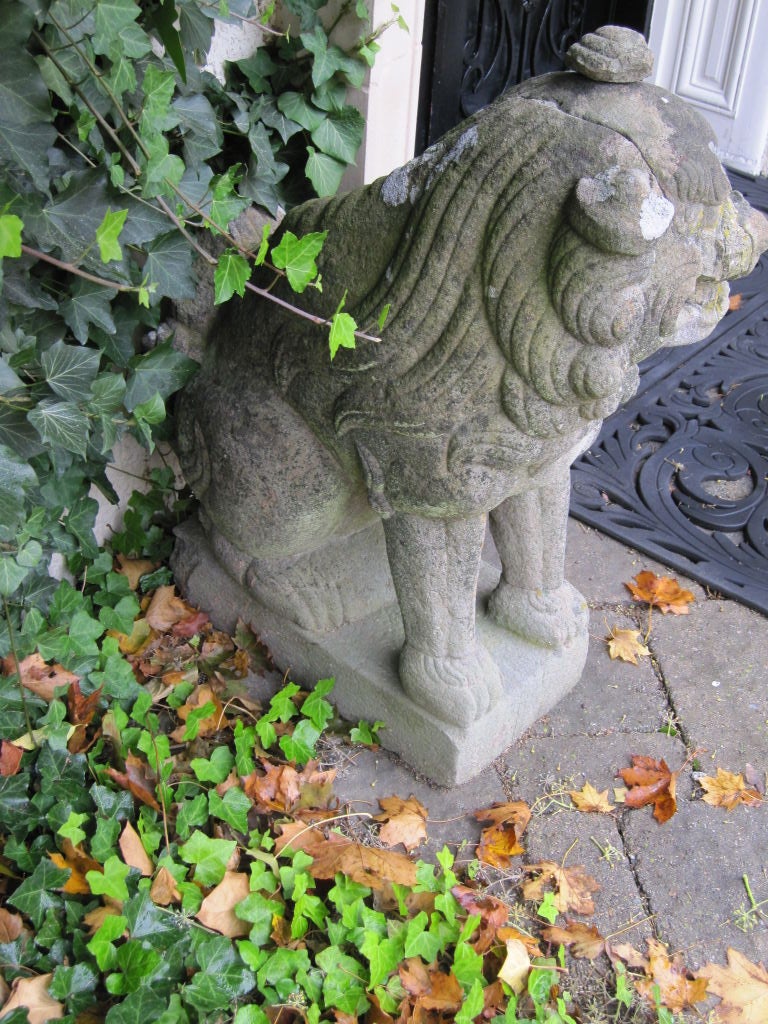 Pair of Chinese Sandstone Buddhistic Lions 1