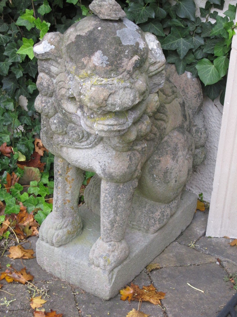 Pair of Chinese Sandstone Buddhistic Lions 2