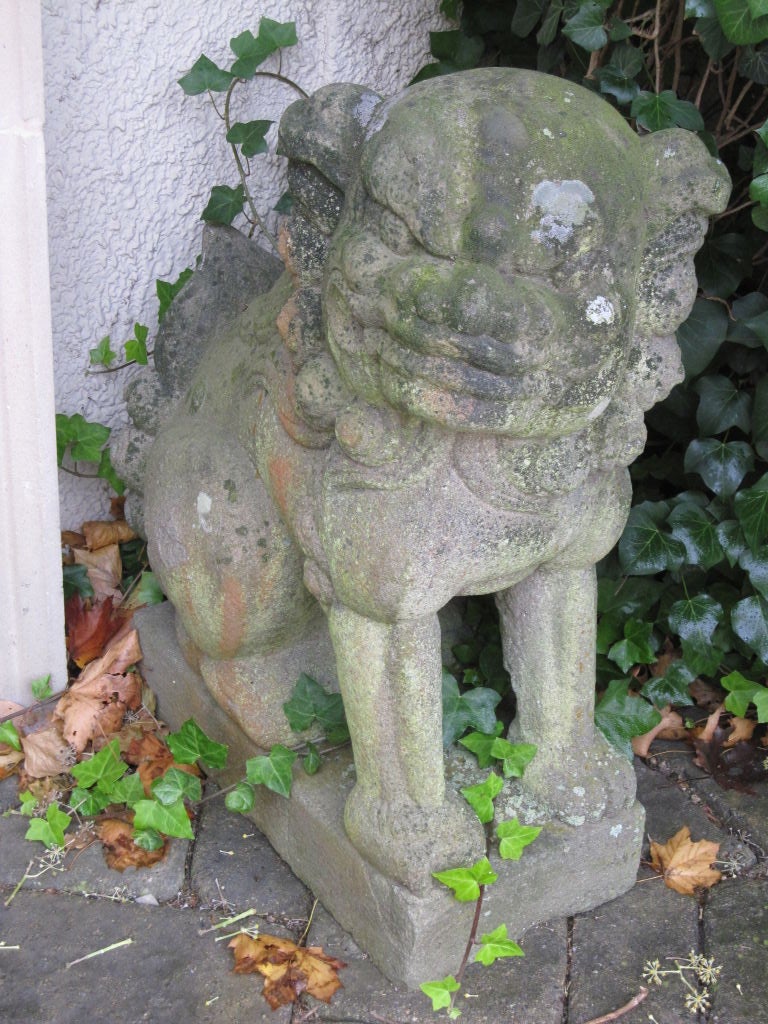 Pair of Chinese Sandstone Buddhistic Lions 3