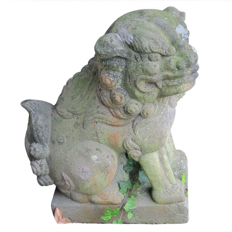 Pair of Chinese Sandstone Buddhistic Lions