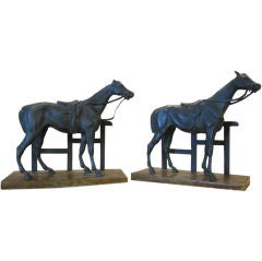 Vintage A pair of bronzed metal horse bookends