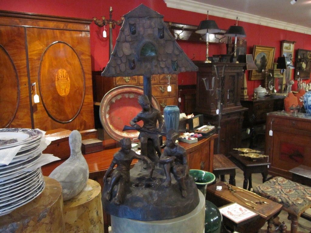 Bronzed Medal Figural Lamp