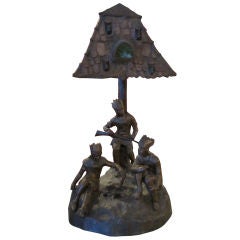Used Bronzed Medal Figural Lamp