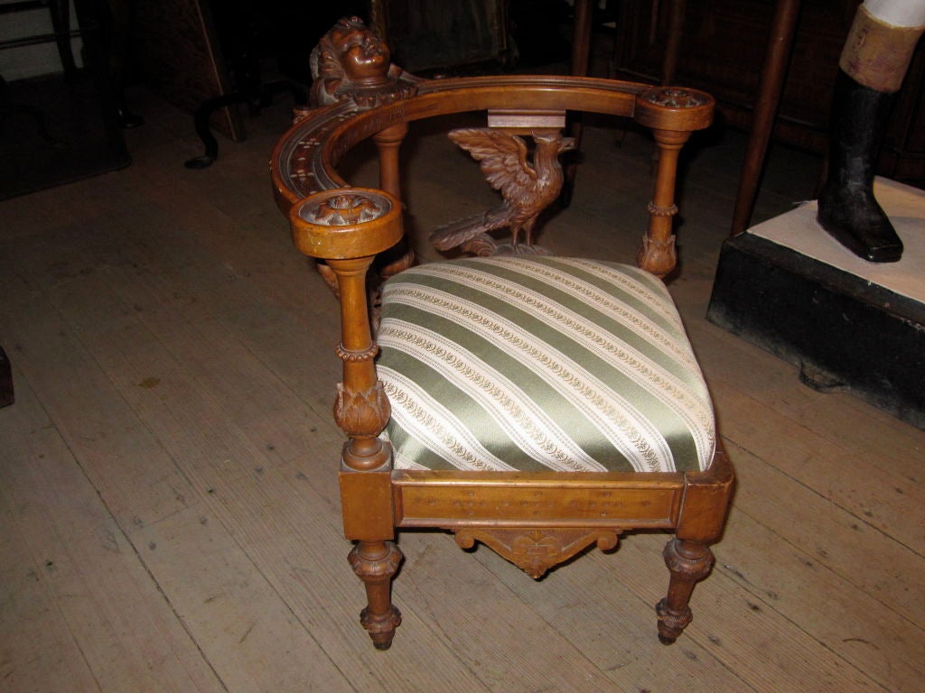 Venetian Walnut and Carved Child's Corner Chair