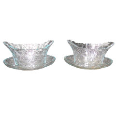 Pair of Anglo Irish Cut Glass Bowls and Underplates
