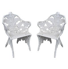 Antique A Pair of Victorian Cast Iron Armchairs