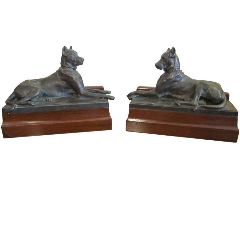 A Pair Bronze Figures of Great Danes By George Gardet