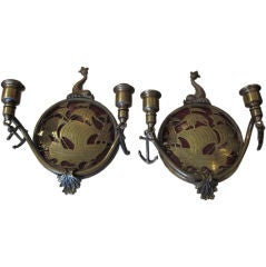 Pair of Bronze Nautical Sconces Attributed to Oscar Bach