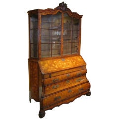 Dutch Rococo Elmwood And Marquetry Secretary