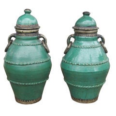 Pair Of Oriental Ceramic Garden Urns