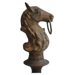 Antique American Cast Iron Horse Head Hitching Post