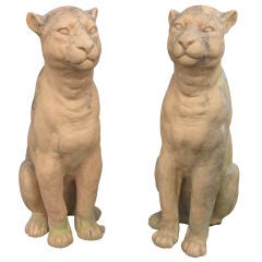 Coppia di leoni in terracotta
