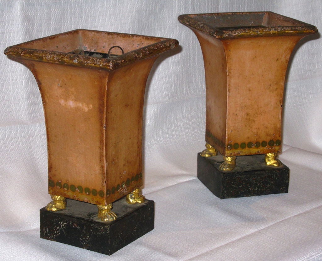 Pair Of French Empire Tole Cache Pot