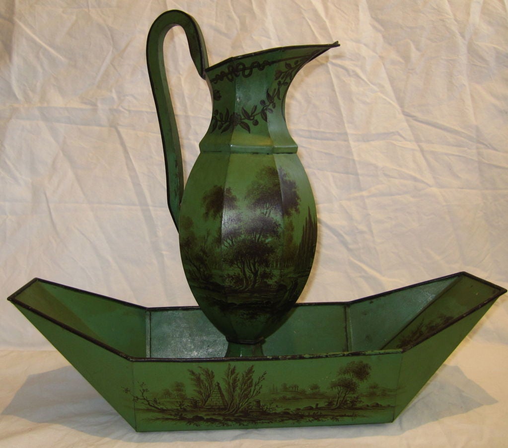 French Tole Ewer And Bowl