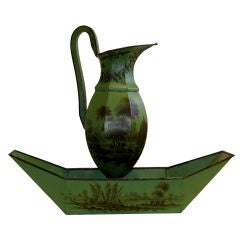 French Tole Ewer And Bowl