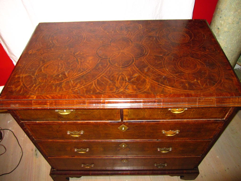 William And Mary Walnut And Oyster Veneer Chest 2