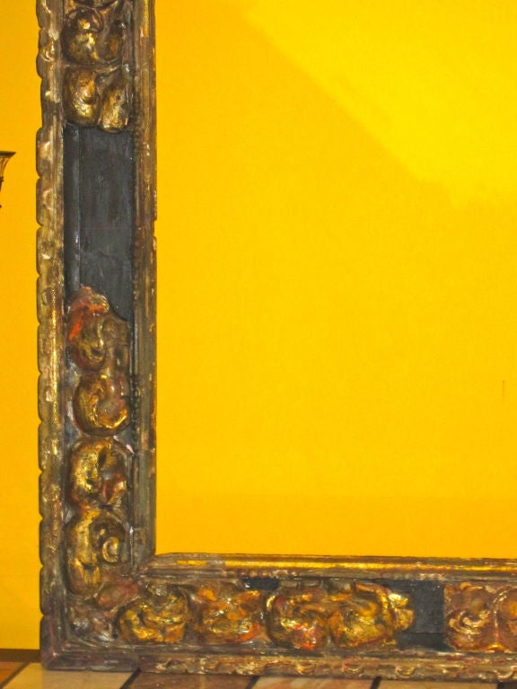 Spanish Baroque Giltwood And Black Painted Frame