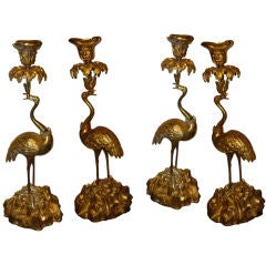 Set Of Four Regency Bronze Figural Candlesticks
