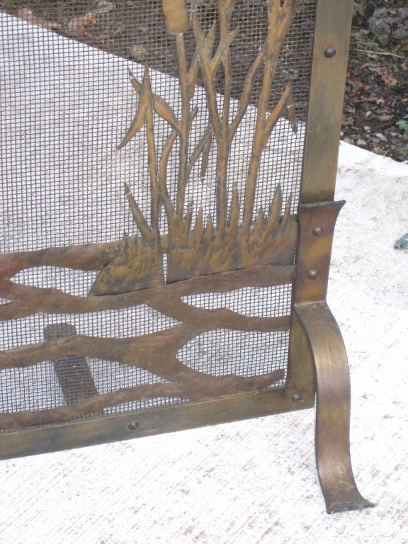 Arts And Crafts Brass Fire- Screen 2