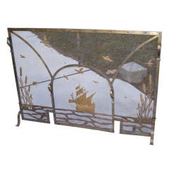 Arts And Crafts Brass Fire- Screen