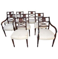 Set Of Eight Regency Mahogany And Rosewood Dining Chairs