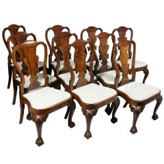 Set Of Eight George II Style Walnut Dining Chairs