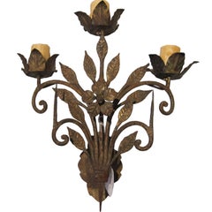 Italian Wrought Iron And Gilt Sconce