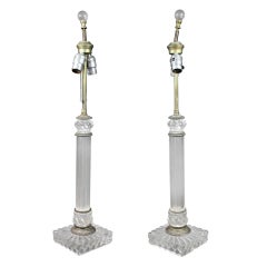 Pair of Baccarat Style Glass Table Lamps
