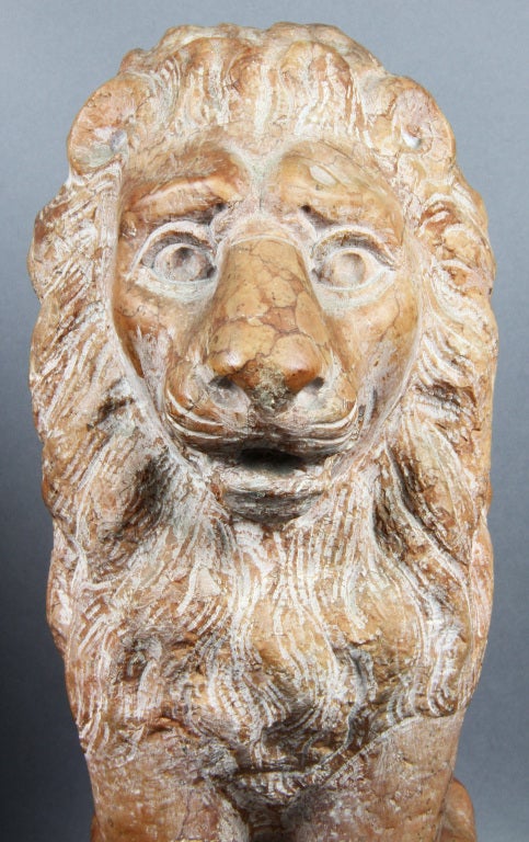 19th Century Pair Of Italian Marble Lions