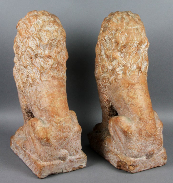 Pair Of Italian Marble Lions 3