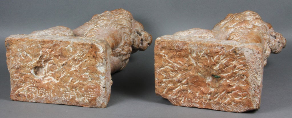 Pair Of Italian Marble Lions 4