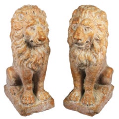 Pair Of Italian Marble Lions