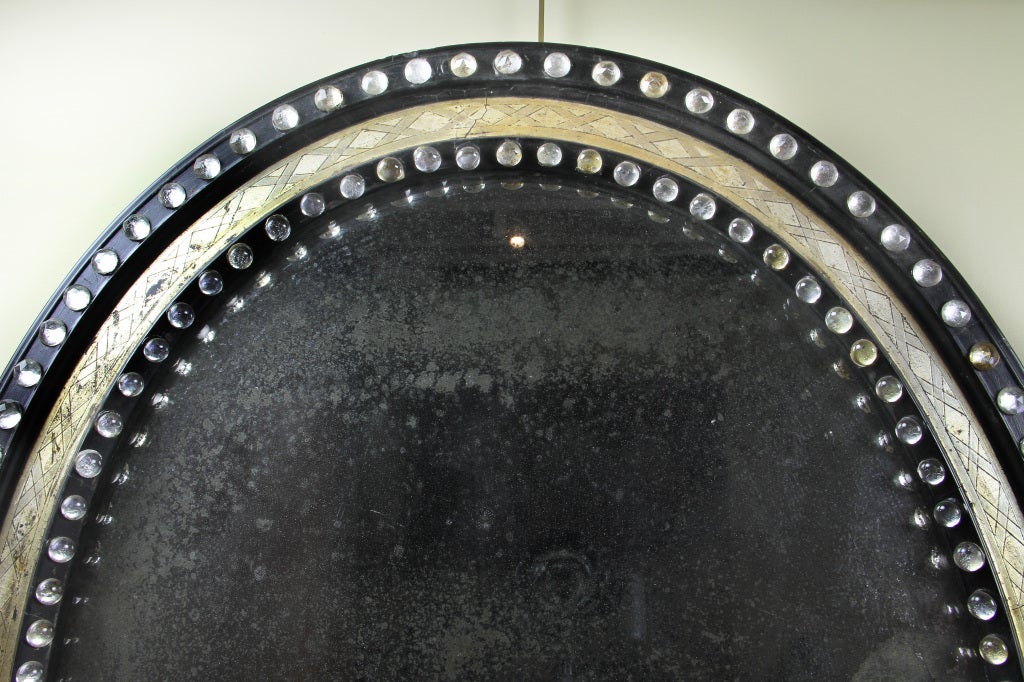 Irish Regency Ebonized And Cut Glass Mirror