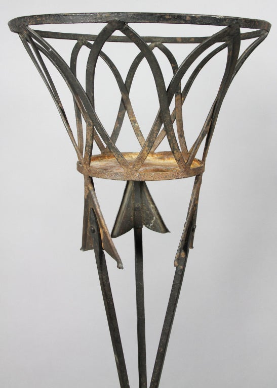 20th Century Pair Of Wrought Iron And Tole Planters