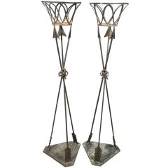 Pair Of Wrought Iron And Tole Planters