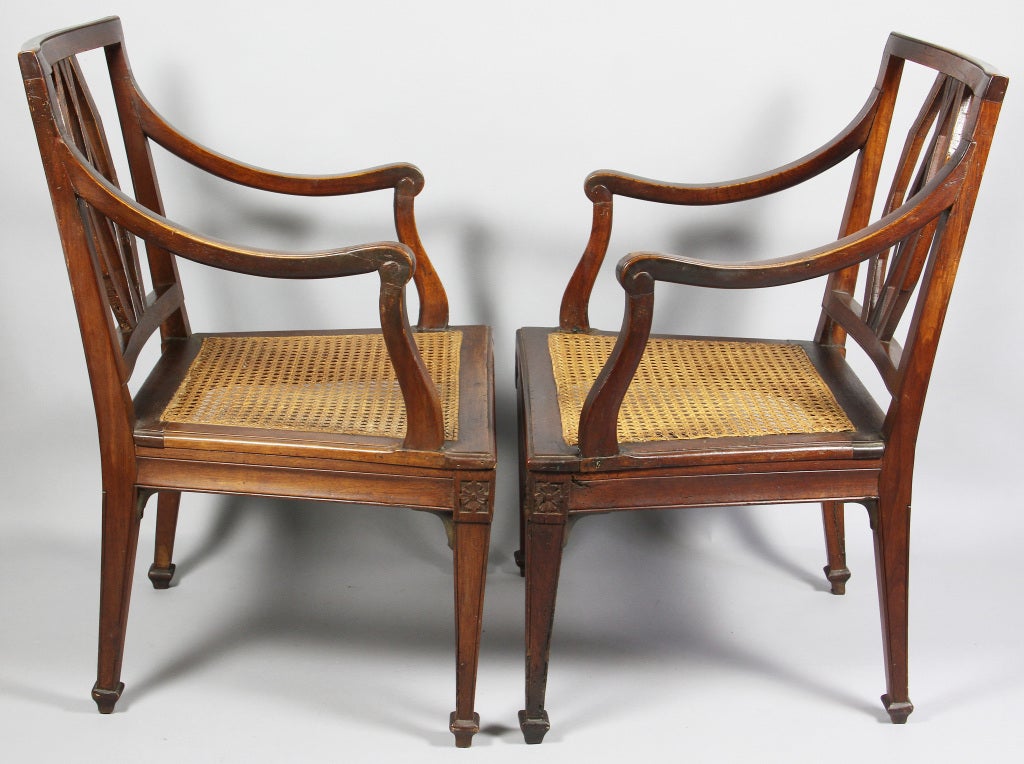 Pair of Italian Neoclassic Walnut Armchairs 5