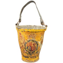 Antique Georgian Style Yellow Leather Fire Bucket