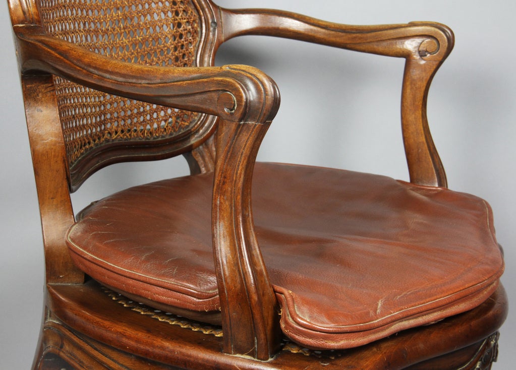 Pair of Louis XV Style Walnut Armchairs In Excellent Condition In Essex, MA