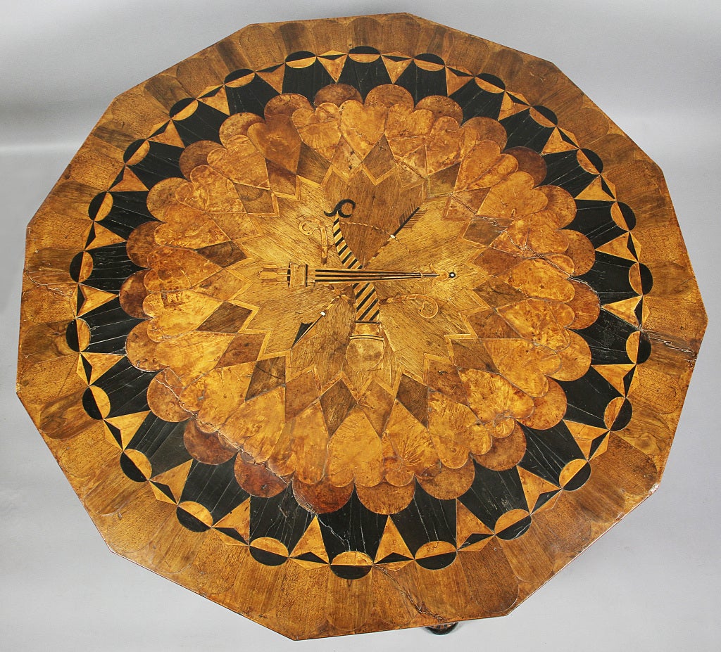 Unusual Biedermeier Parquetry Fruitwood Center Table