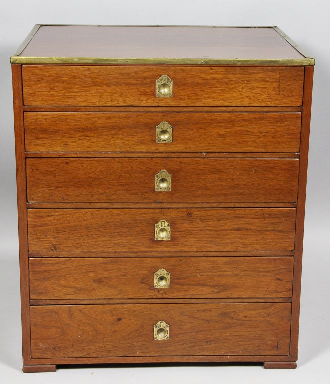 Campaign Style Brass Mounted Mahogany Low Chest